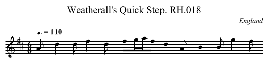 Weatherall's Quick Step. RH.018 - staff notation