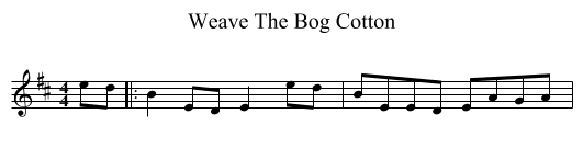 Weave The Bog Cotton - staff notation