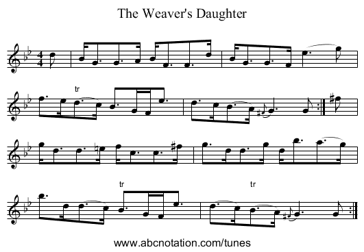 Weaver's Daughter, The - staff notation