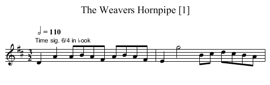 Weavers Hornpipe [1], The - staff notation