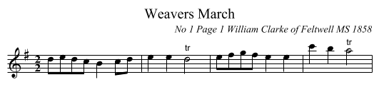 Weavers March - staff notation