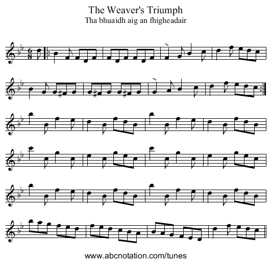 Weaver's Triumph, The - staff notation