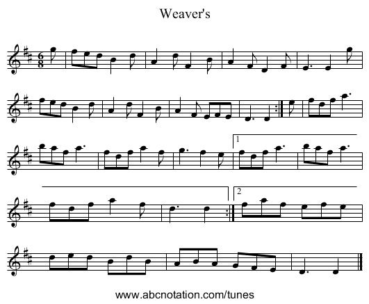 Weaver's - staff notation