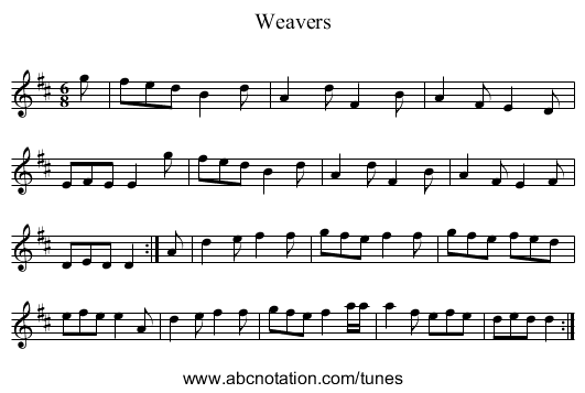 Weavers - staff notation