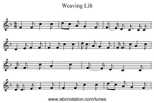 Weaving Lilt - staff notation