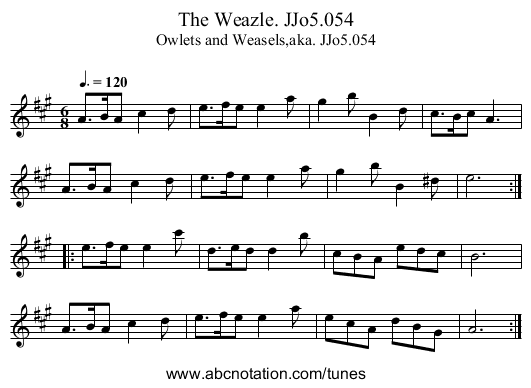 Weazle. JJo5.054, The - staff notation