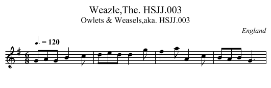 Weazle,The. HSJJ.003 - staff notation