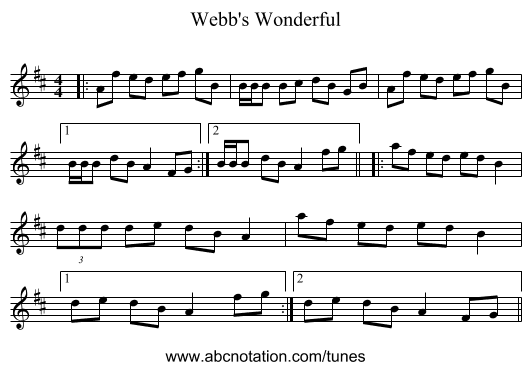 Webb's Wonderful - staff notation