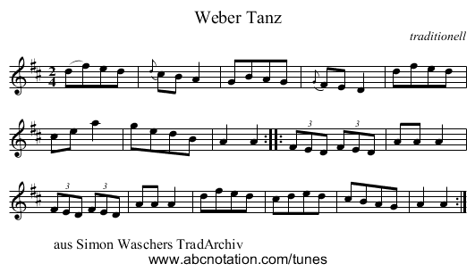 Weber Tanz - staff notation