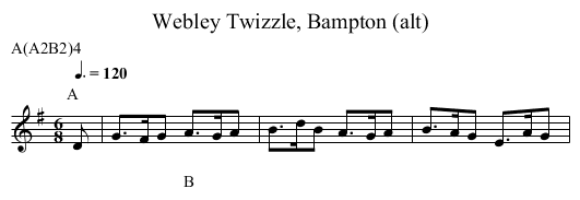Webley Twizzle, Bampton (alt) - staff notation