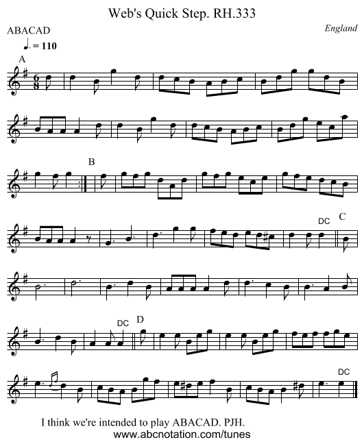 Web's Quick Step. RH.333 - staff notation
