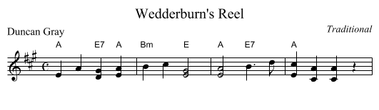 Wedderburn's Reel - staff notation