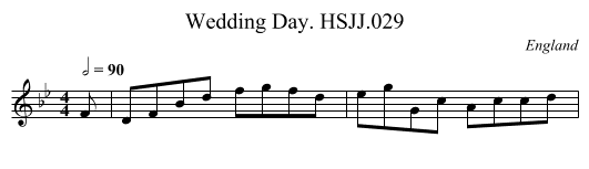 Wedding Day. HSJJ.029 - staff notation