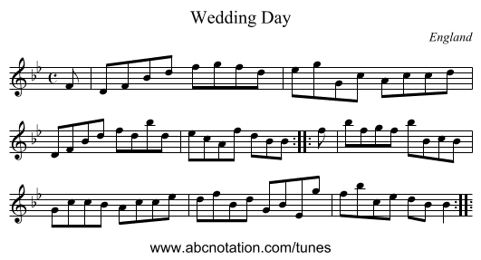 Wedding Day - staff notation