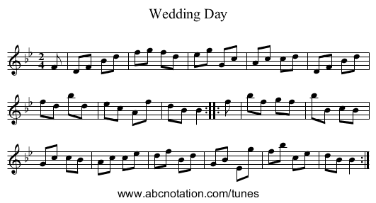 Wedding Day - staff notation