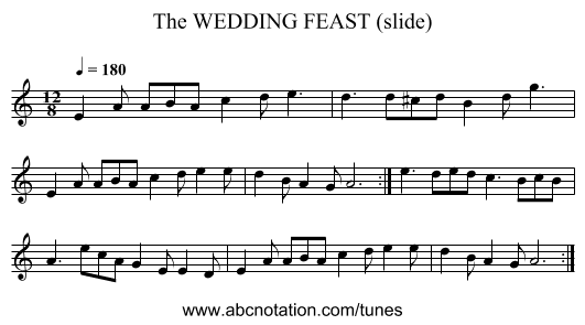 WEDDING FEAST (slide), The - staff notation