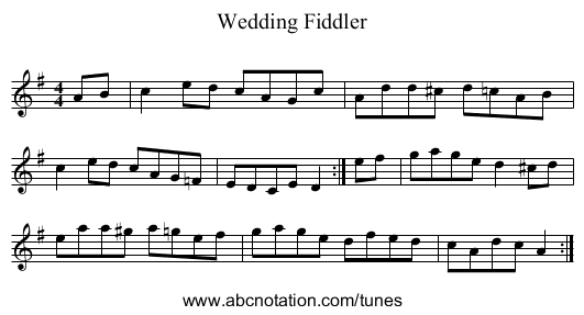 Wedding Fiddler - staff notation