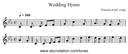 Wedding Hymn - staff notation