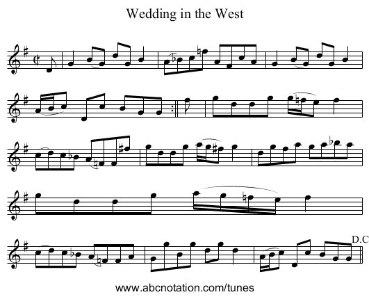 Wedding in the West - staff notation