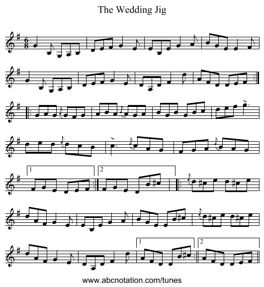 Wedding Jig, The - staff notation