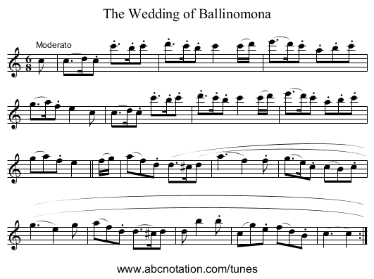 Wedding of Ballinomona, The - staff notation