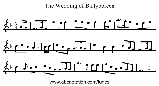 Wedding of Ballyporeen, The - staff notation
