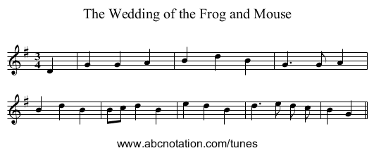 Wedding of the Frog and Mouse, The - staff notation