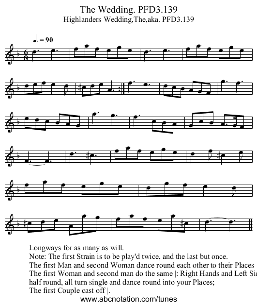 Wedding. PFD3.139, The - staff notation