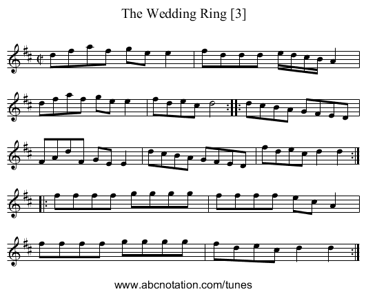 Wedding Ring [3], The - staff notation