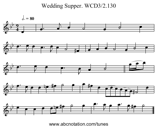 Wedding Supper. WCD3/2.130 - staff notation