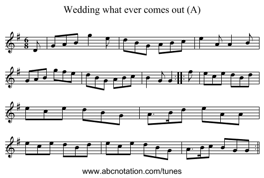 Wedding what ever comes out (A) - staff notation