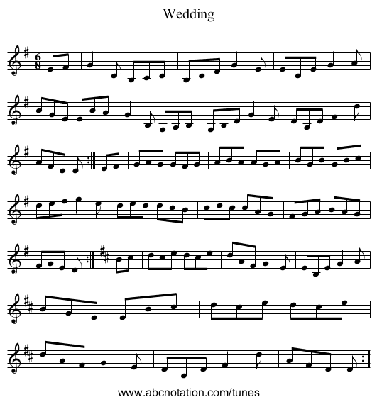 Wedding - staff notation