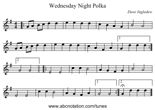 Wednesday Night Polka - staff notation