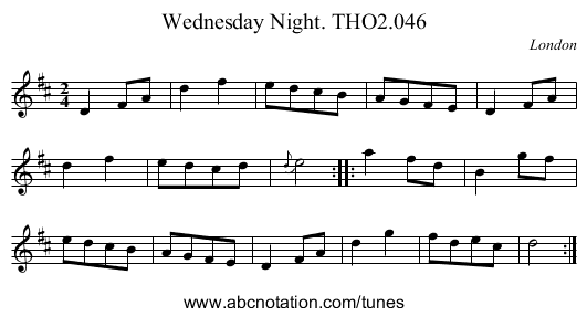 Wednesday Night. THO2.046 - staff notation