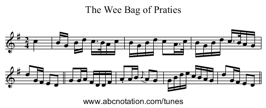 Wee Bag of Praties, The - staff notation