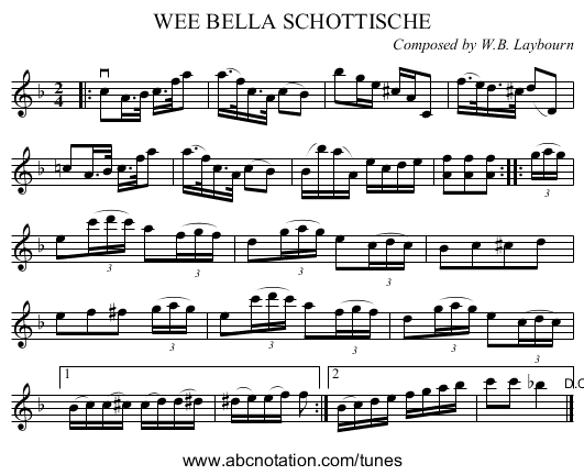WEE BELLA SCHOTTISCHE - staff notation