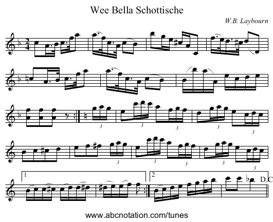 Wee Bella Schottische - staff notation