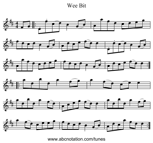 Wee Bit - staff notation