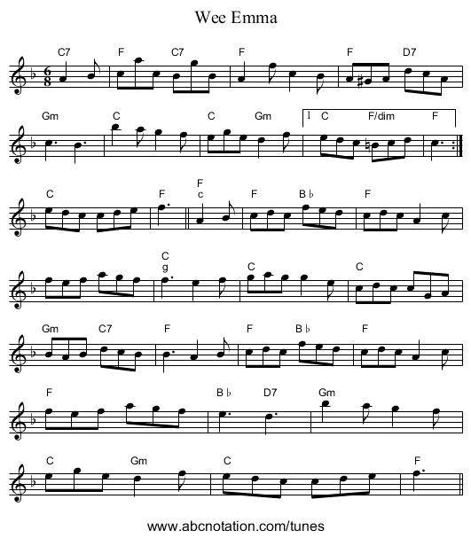 Wee Emma - staff notation