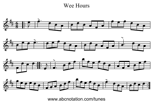 Wee Hours - staff notation