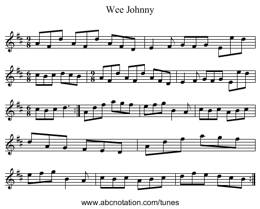 Wee Johnny - staff notation