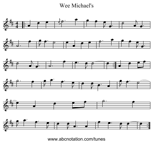 Wee Michael's - staff notation