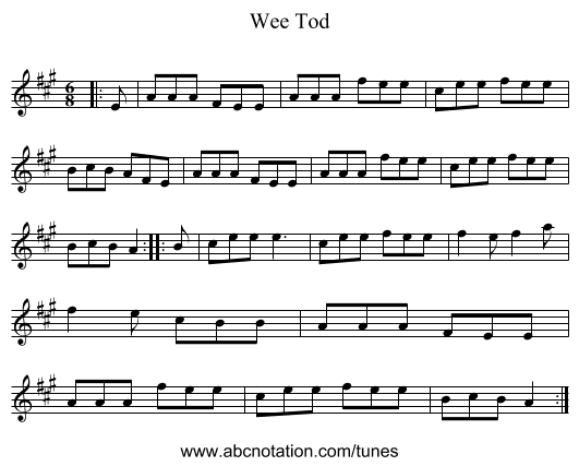 Wee Tod - staff notation