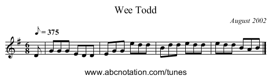 Wee Todd - staff notation