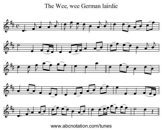 Wee, wee German lairdie, The - staff notation