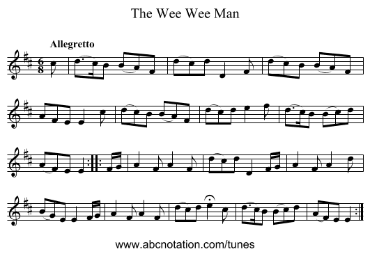 Wee Wee Man, The - staff notation