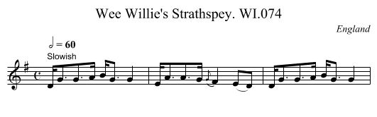 Wee Willie's Strathspey. WI.074 - staff notation