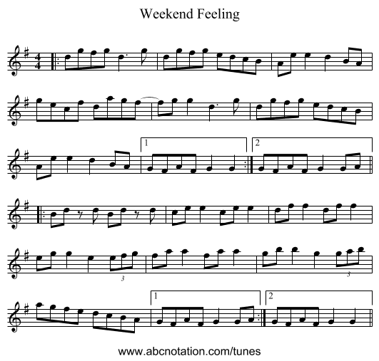 Weekend Feeling - staff notation