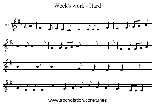 Week's work - Hard - staff notation
