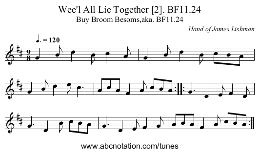 Wee'l All Lie Together [2]. BF11.24 - staff notation